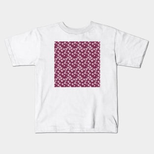 Maroon & White Floral Pattern Kids T-Shirt